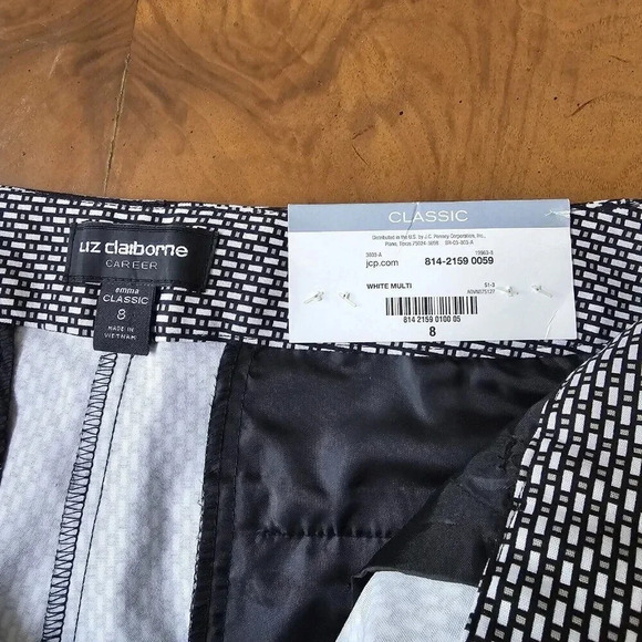 Liz Claiborne Emma Classic Ankle Womens Dress Pants Size 8 Black White NWT - Picture 12 of 14